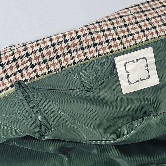 Liz Claiborne New York Tartan Brown Cream Black Wool Plaid Blazer - Picture 3 of 11